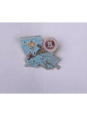 Vintage Louisiana State Map Enamel Lapel Pin NAPS National Association Postal Su